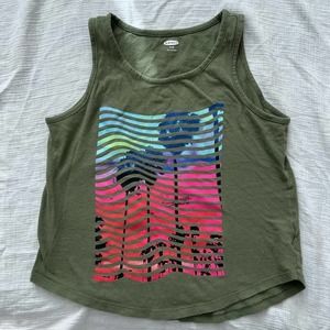 Old Navy Green Palm Tree Sleeveless Tank Size Kid Medium